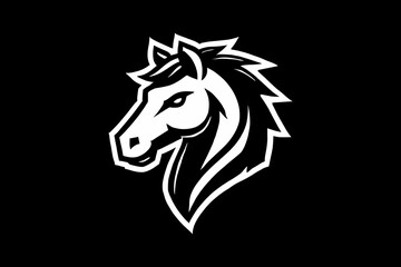 Fototapeta premium Horse mascot logo black and white illustration