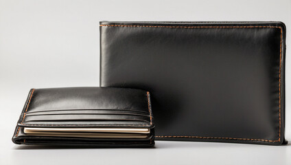 A Black Leather Wallet with Blank Cards for Personalization