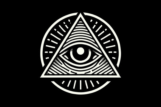 dark art all seeing eye tattoo black and white illustration