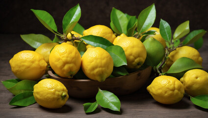 A Fresh Branch of Ripe Lemons Perfect for Culinary Uses