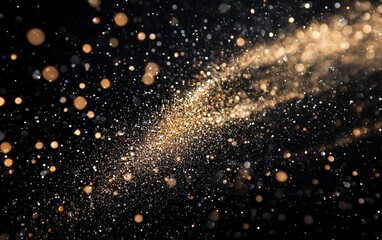 Glittering particles swirl in the air creating a mesmerizing cosmic effect during a nighttime celebration