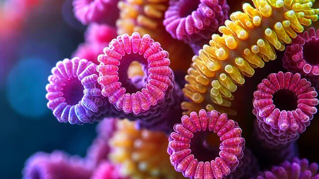 Vibrant coral reef displaying colorful polyps in a thriving underwater ecosystem
