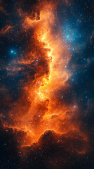 Obraz premium Majestic cosmic panorama of a swirling nebula surrounded by glimmering galaxies in the depths of outer space, featuring an ethereal abstract cosmos background symbolizing the infinite universe. 