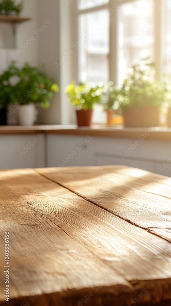Poster warm rays of sunlight filter through the window, casting gentle shadows on a rustic wooden table. lu
