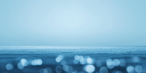 Serene Aquatic Horizon With Glistening Foreground Bokeh Elements