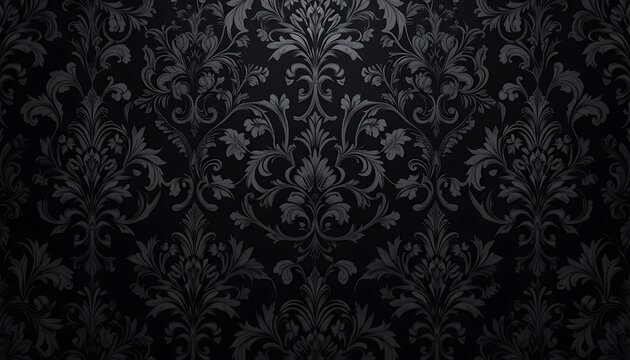 Fototapeta Seamless floral pattern on black background