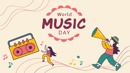 Music Festival Banner – Editable Vector for World Music Day Celebration, World Music Day Banner – Festive and Modern Vector, Music Festival Poster – Editable Celebration Design,  Joyful Music Par




