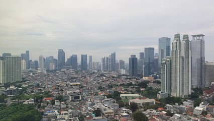 Obraz premium Jakarta, Indonesia – February 21, 2025: A cityscape view of Indonesia capital city Jakarta