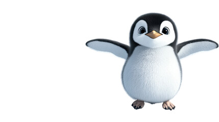 Fototapeta premium Joyful Penguin: This image captures a cute penguin spreading its wings. A portrait that embodies the spirit of warmth and delight