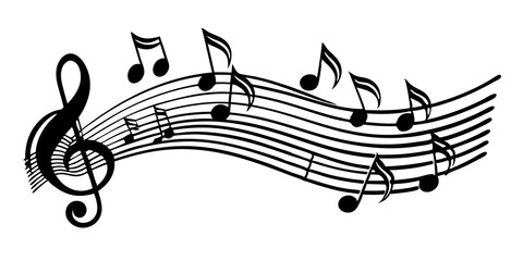 Music Notes Symbol &ndash; Vector Illustration of Melody and Rhythm,  Musical Notes Vector &ndash; Simple and Elegant Design, Music Symbol Illustration &ndash; Melody and Rhythm Icon, Sheet Music Notes
