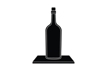 Minimalist Black and White Bottlevector illustration- Classic Drink Container.