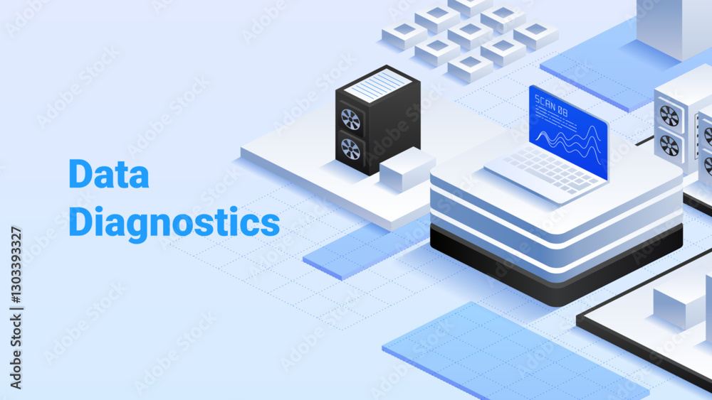 Poster data diagnostics. high-tech data center. in-depth data analysis. real-time system diagnostics. enhan