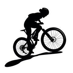 Mountain bike woman cyclist silhouette. Healthy lifestyle. Cycling race MTB.