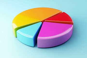 Obraz premium 3D Pie Chart with Gradient Colors for Business Presentations