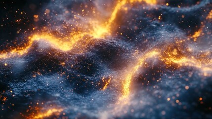 Obraz premium Abstract Fiery Landscape: Glowing Embers and Cosmic Dust