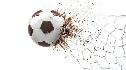 Soccer Ball Hitting Net with Dramatic Impact