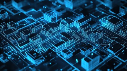 Futuristic Smart City  Digital Urban Landscape  Network  Technology