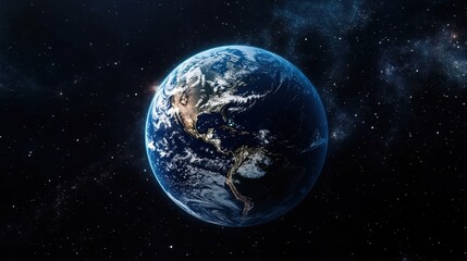 Obraz premium Planet Earth from Space Night View Stars Galaxy