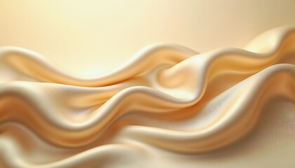 Soft silky fabric in warm golden hues creating elegant waves and textures