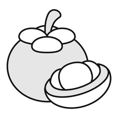 Icon: Mangosteen - Exotic Fruit Skincare Icon, Antioxidant-Rich, Brightening, Anti-Inflammatory, Organic Skincare. Editable Stroke and Colors.