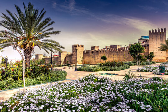 Fez, Morocco - March 19, 2024: Fez city wall in Morocco