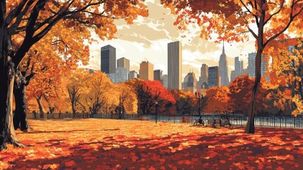 Obraz premium Autumn Park NYC Skyline