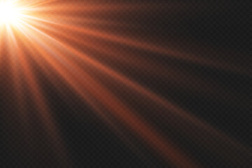 Light flare with the effect of light and rays. On a transparent background.