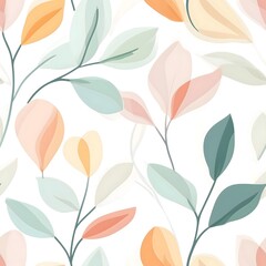 Seamless Orange, Green, and Pink Leaves Pattern