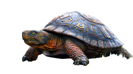 Obraz premium Ancient Explorer: A detailed capture of a turtle with a rough, textured shell, a symbol of longevity and the slow, steady rhythm of life. 