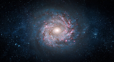 Space scene with stars in the galaxy. Panorama. Universe filled with stars, nebula and galaxy,....
