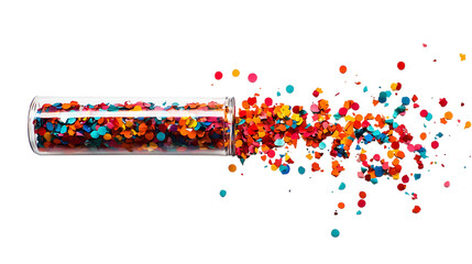 Naklejka premium Colorful confetti exploding from a glass capsule.