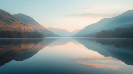 Obraz premium Foggy Lake with Mountain Views
