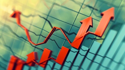 Visualizing business growth  orange and teal charts on a dynamic digital background