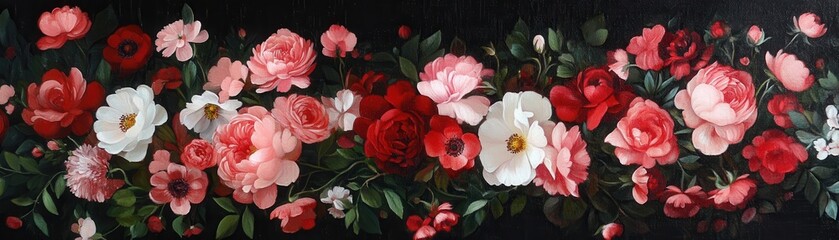 Fototapeta premium A vibrant arrangement of diverse roses showcasing beauty and color.