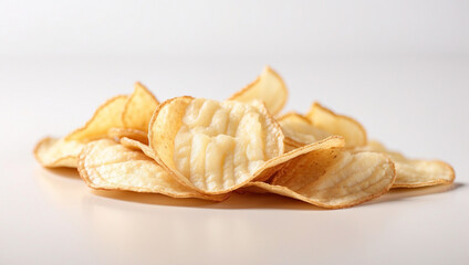 A Crunchy Potato Chip Isolated on White for Tasty Snacking