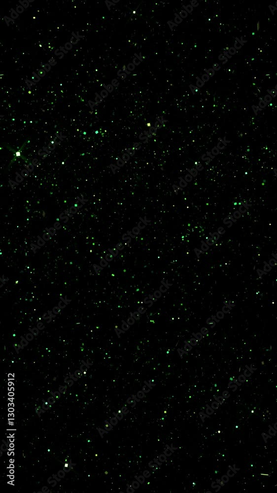 Wall mural vertical green glitter cosmic tempest 4k loop features green glitter or particles flying and swirlin