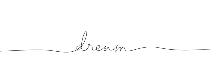 continuous drawing of the word dream in one line. vector