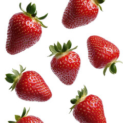 Fresh strawberries arranged beautifully, perfect for desserts and healthy snacks. transparent background