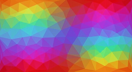 Fototapeta premium vibrant rainbow colors, geometric low poly background, abstract pattern, kaleidoscopic design, prismatic effect, colorful wallpaper, digital art, gradient hues, triangular shapes, mosaic texture, spec