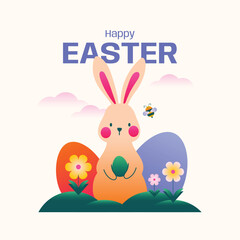 Easter Eggs Bunnies Banner