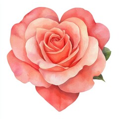 Watercolor rose blossom floral art nature soft pastel colors close-up botanical beauty, isolated on white background