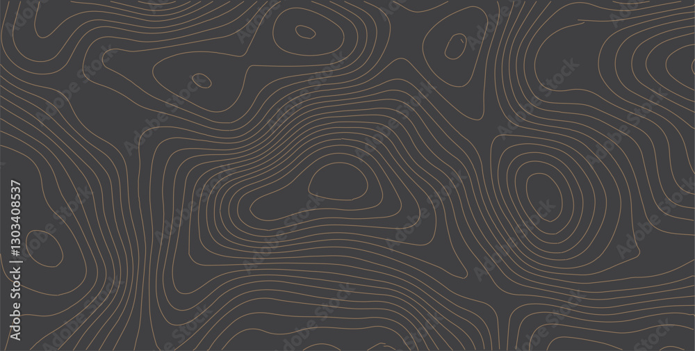Poster black background and waves of colored lines topographic contours map background. topography geograph