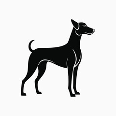 black silhouette of a dog, dog vector silhouette