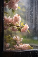 Raindrops on window pane