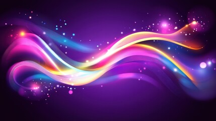 Abstract background with colorful, glowing waves and lines on a dark purple, blue, and pink gradient color background