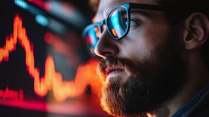 digital finance professional studying a forex and crypto trading chart focusing on blockchain market trends investment planning stock analysis and economic growth strategies