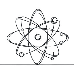 Atom molecule one continuous line design. Decorative elements drawn on a white background.