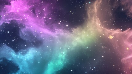 Abstract background with colorful, glowing waves and lines on a dark purple, blue, and pink gradient color background