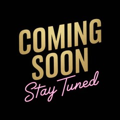 Obraz premium Coming Soon – Gold and Neon Typography on Dark Background