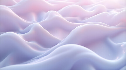 Obraz premium Modern Elegant Minimalist Serene Dreamy Pastel Abstract Waves Background - Soft Flowing Pink Purple White Smooth Satin Texture